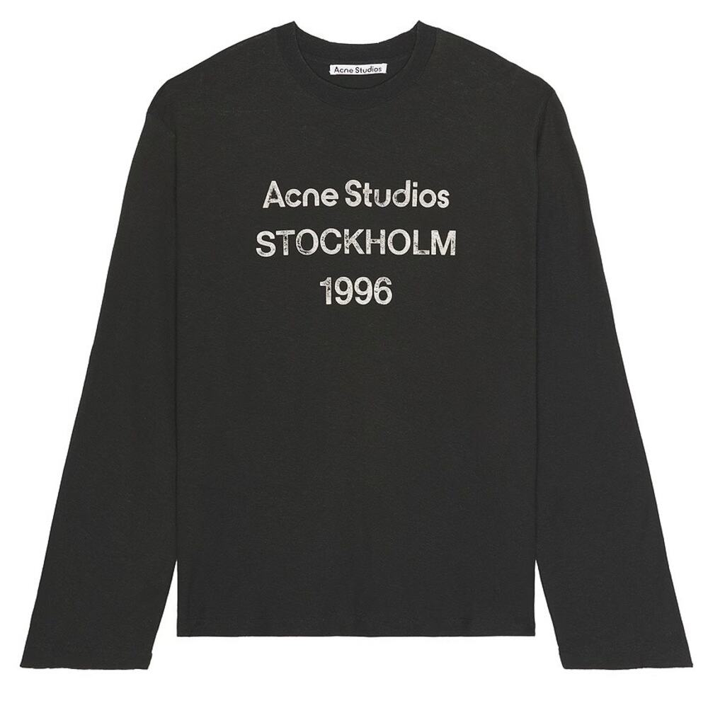 Acne Studios Sprayed 1996 Logo Long Sleeve T-Shirt Faded Black Unisex Size Large